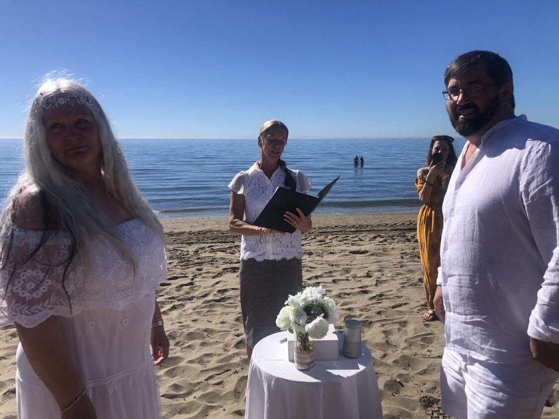 wedding blessing on a beach in spain