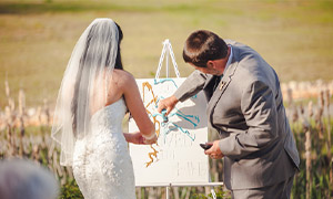 canvas painting during a wedding ceremony