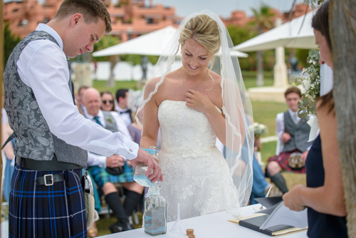 sand ceremony at a wedding in spain