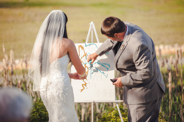 canvas painting at a wedding